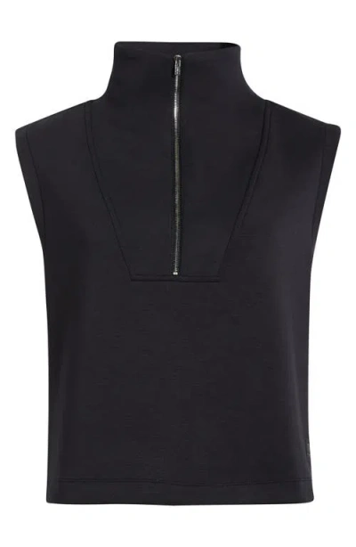 Mpg Dreamweave™ Sleeveless Half Zip Mock Neck Top In Black