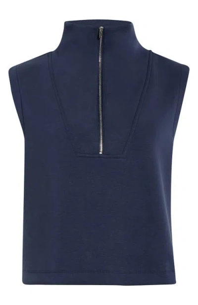 Mpg Dreamweave™ Sleeveless Half Zip Mock Neck Top In Blue