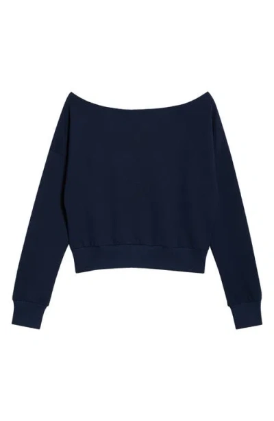 Mpg Flashdance Boat Neck Fleece Sweatshirt In Blue