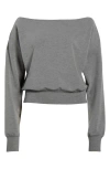 Mpg Flashdance Boat Neck Fleece Sweatshirt In Gray