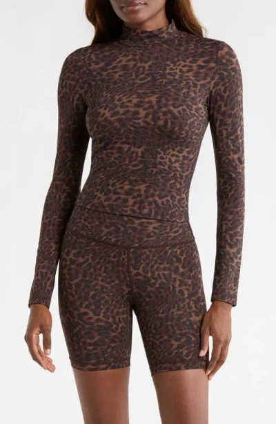 Mpg Leopard Print Long Sleeve Top In Multi