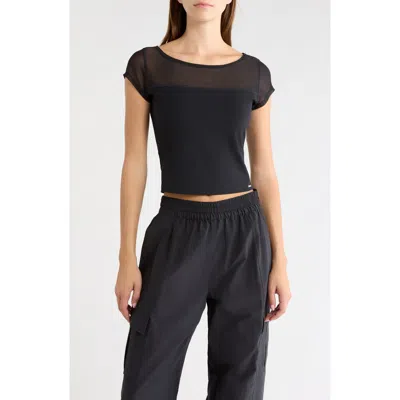 Mpg Mesh Boat Neck Performance Tee In Black