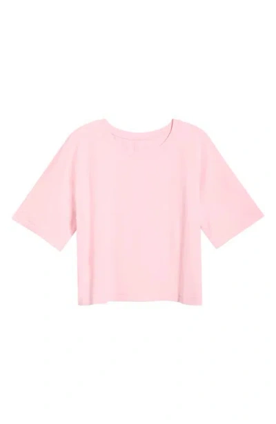Mpg Pima Cotton Boxy Crop T-shirt In Pink