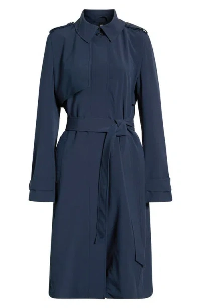 Mpg Ripstop Tench Coat In Blue