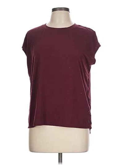 Pre-owned Mpg Short Sleeve Top Burgundy Crew Neck Tops
