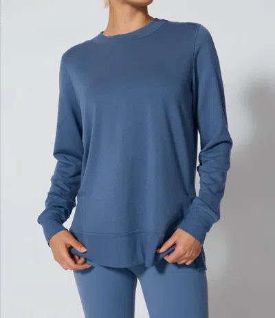 Mpg Sport Serene Brushed Side Slit Pullover In Petrol Blue