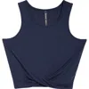 Mpg Twist Front Crop Tank Top In Blue
