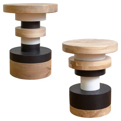 Pre-owned Mpgmb Pair Of Low Sass Stool From Souda, Dining Chair, Seating, Shape A & B In Brown