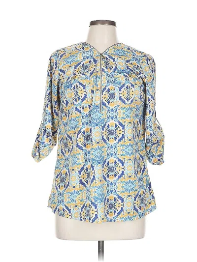 Pre-owned Mph Collection 3/4 Sleeve Blouse In Blue