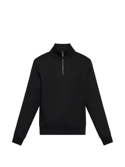 Mps Quarter-zip Side-stripe Cotton Sweatshirt In Black