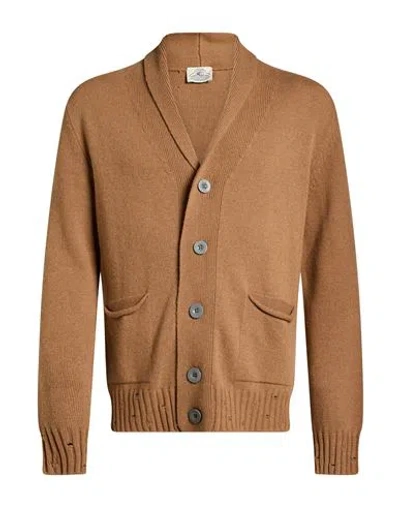Mqj Man Cardigan Camel Size 36 Polyamide, Wool, Viscose, Cashmere In Brown