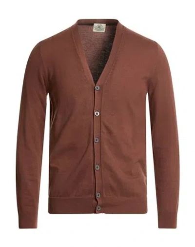 Mqj Man Cardigan Chocolate Brown Size 40 Cotton