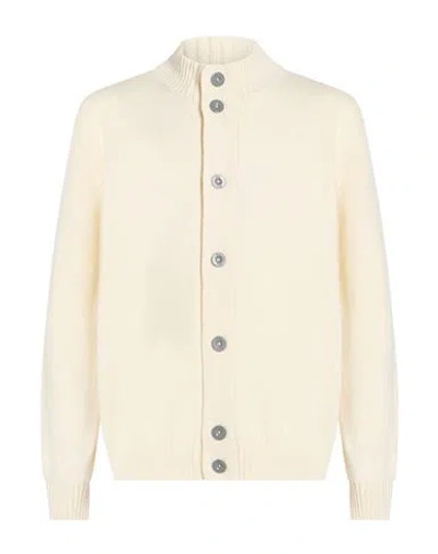 Mqj Man Cardigan Ivory Size 42 Wool, Polyamide In White