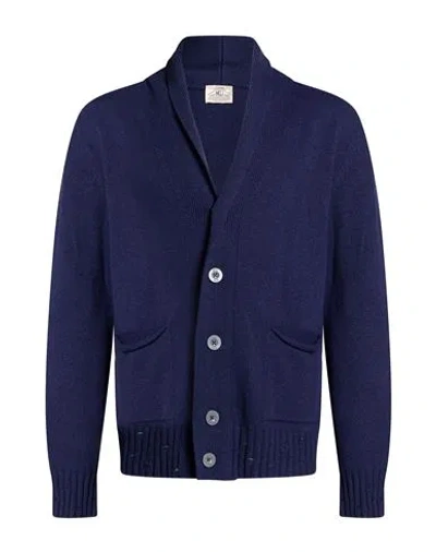 Mqj Man Cardigan Navy Size 44 Polyamide, Wool, Viscose, Cashmere In Blue