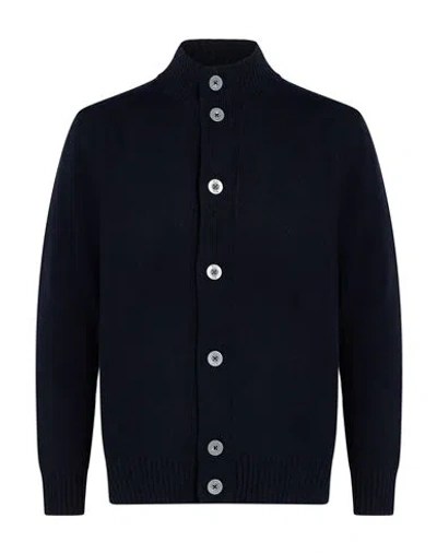 Mqj Man Cardigan Navy Size 44 Wool, Polyamide In Blue