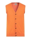 Mqj Man Cardigan Orange Size 40 Cotton