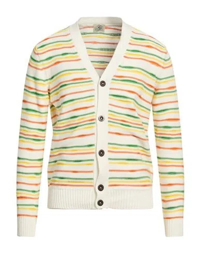Mqj Man Cardigan White Size 40 Cotton In Multi
