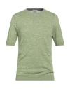 Mqj Man Sweater Lime Green Size 42 Linen, Polyester In Green