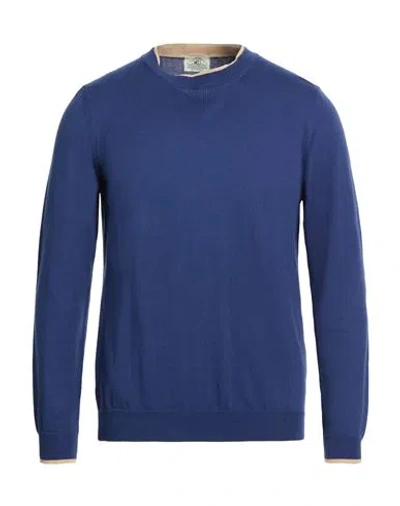 Mqj Man Sweater Blue Size 48 Cotton