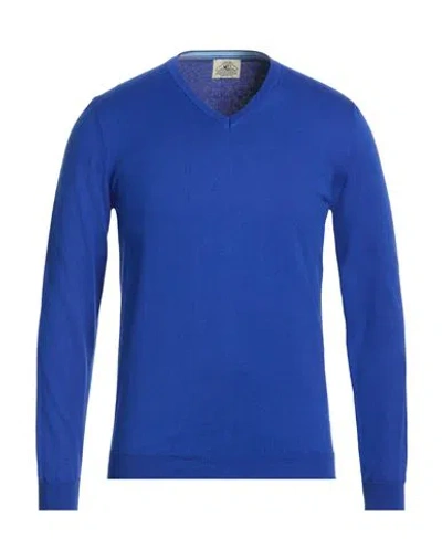 Mqj Man Sweater Bright Blue Size 40 Cotton