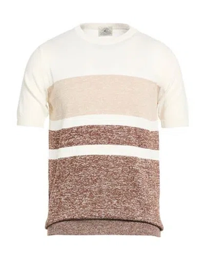 Mqj Man Sweater Brown Size 40 Linen, Polyester