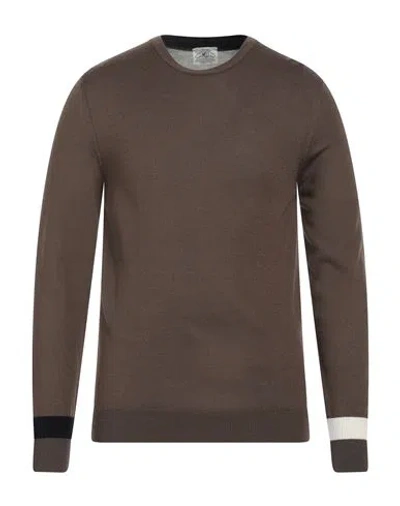 Mqj Man Sweater Brown Size 44 Wool, Acrylic