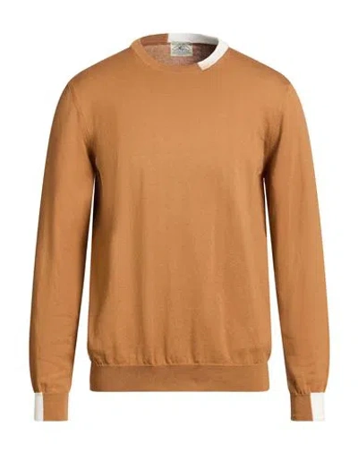 Mqj Man Sweater Camel Size 42 Cotton In Sand