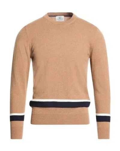 Mqj Man Sweater Camel Size 46 Polyamide, Wool, Viscose, Cashmere In Brown