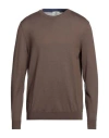 Mqj Man Sweater Chocolate Brown Size 44 Wool, Acrylic In Beige