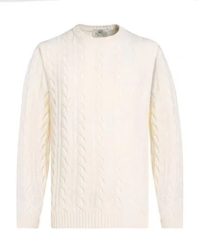 Mqj Man Sweater Cream Size 44 Wool, Polyamide