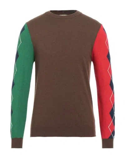 Mqj Man Sweater Dark Brown Size 38 Polyamide, Wool, Viscose, Cashmere