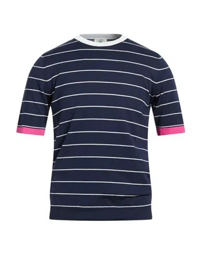 Mqj Man Sweater Navy Size 40 Cotton, Linen, Polyester In Blue