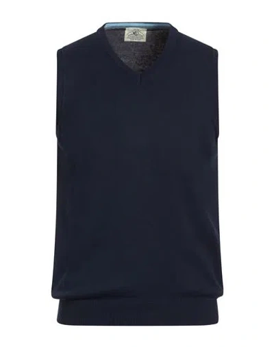 Mqj Man Sweater Navy Size 42 Cotton In Blue