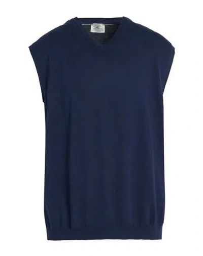 Mqj Man Sweater Navy Size 44 Cotton In Blue