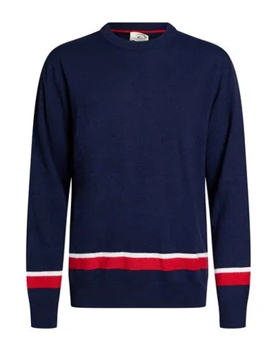 Mqj Man Sweater Navy Size 44 Polyamide, Wool, Viscose, Cashmere In Blue