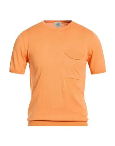 Mqj Man Sweater Orange Size 40 Cotton