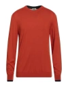 Mqj Man Sweater Orange Size 42 Wool, Acrylic