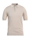 Mqj Man Sweater Sand Size 36 Linen, Polyester In Beige