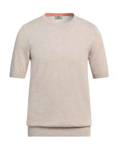 Mqj Man Sweater Sand Size 36 Linen, Polyester In Beige