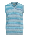 Mqj Man Sweater Sky Blue Size 40 Cotton, Elastane In Blue