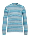 Mqj Man Sweater Sky Blue Size 40 Cotton, Polyester In Blue