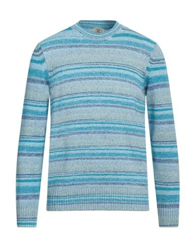 Mqj Man Sweater Sky Blue Size 40 Cotton, Polyester