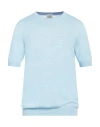 Mqj Man Sweater Sky Blue Size 46 Linen, Polyester
