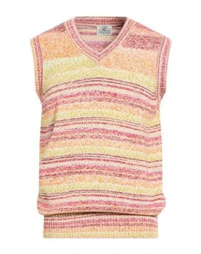 Mqj Man Sweater Yellow Size 40 Cotton, Elastane In Multi