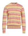 Mqj Man Sweater Yellow Size 40 Cotton, Polyester In Multi