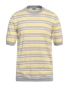 Mqj Man Sweater Yellow Size 44 Cotton, Linen, Polyester