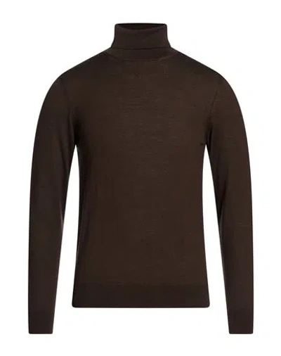Mqj Man Turtleneck Brown Size 36 Wool, Acrylic