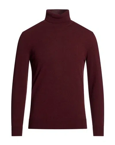 Mqj Man Turtleneck Burgundy Size 38 Polyamide, Wool, Viscose, Cashmere In Red
