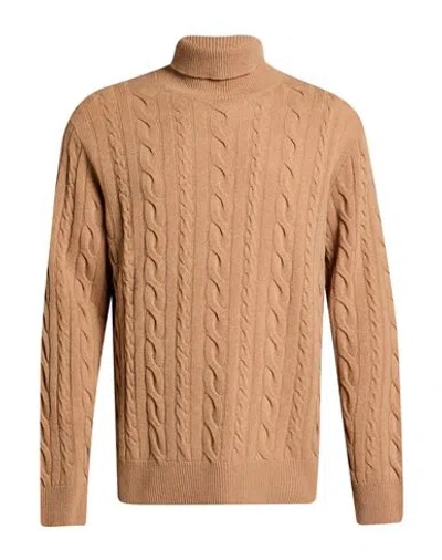 Mqj Man Turtleneck Camel Size 44 Wool In Black