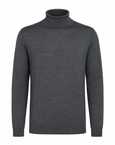 Mqj Man Turtleneck Charcoal Size 44 Wool, Acrylic In Grey